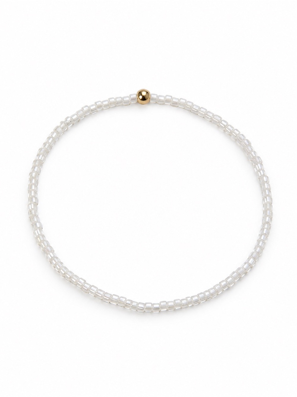 Gold Accent White Seed Bead Stretch Bracelet